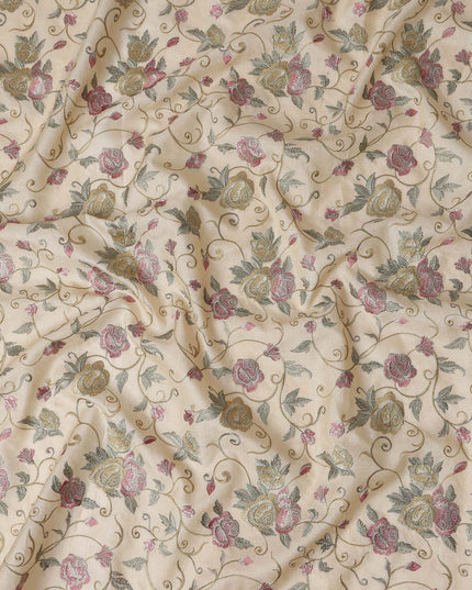 Mauve Ivory Tussar Silk Fabric 110cm