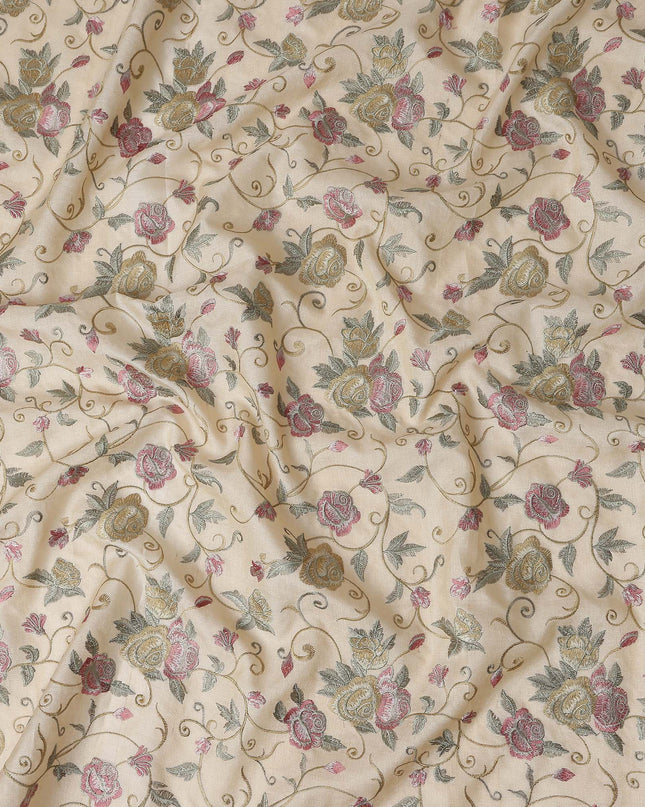 Mauve Ivory Tussar Silk Fabric 110cm