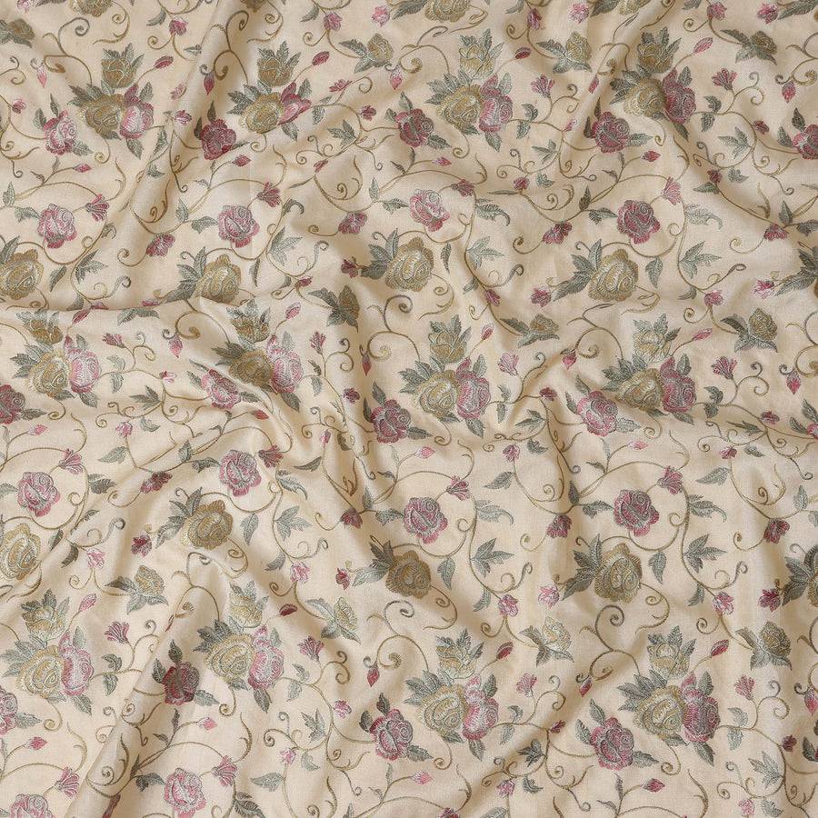 Mauve Ivory Tussar Silk Fabric 110cm