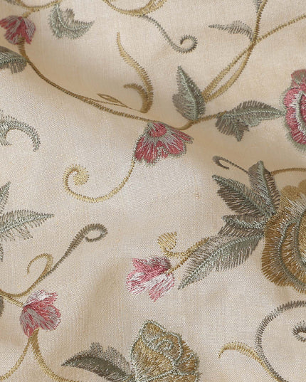 Mauve Ivory Tussar Silk Fabric 110cm