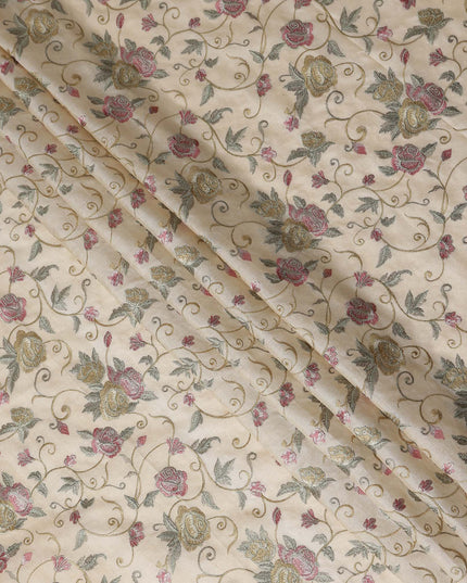 Mauve Ivory Tussar Silk Fabric 110cm