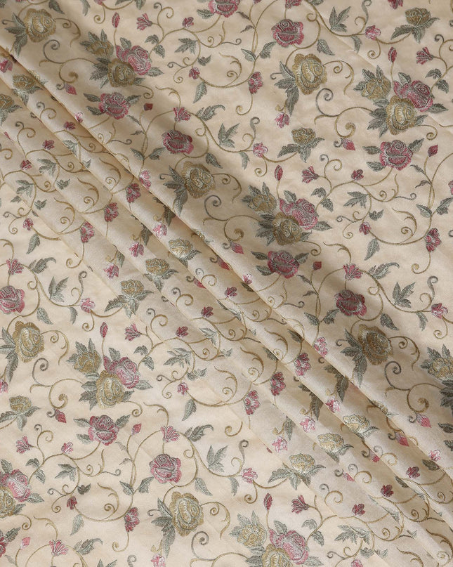Mauve Ivory Tussar Silk Fabric 110cm
