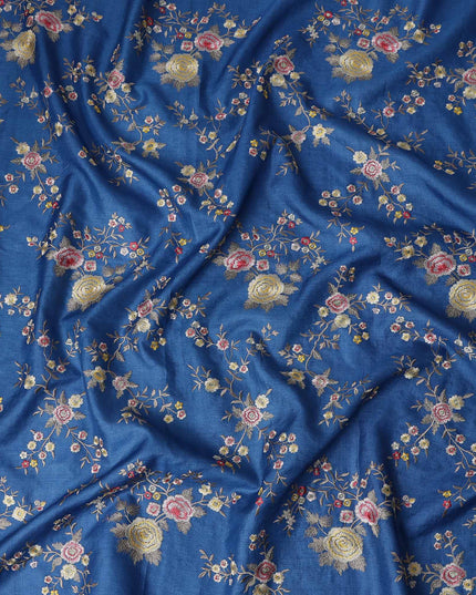 Royal Blue Tussar Silk Fabric 110cm