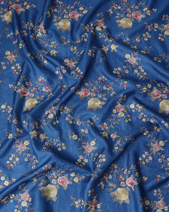 Royal Blue Tussar Silk Fabric 110cm