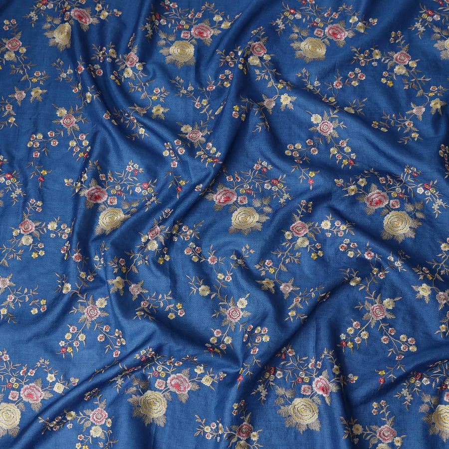 Royal Blue Tussar Silk Fabric 110cm