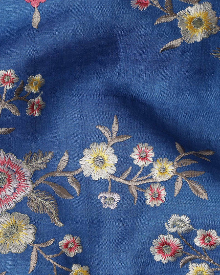 Royal Blue Tussar Silk Fabric 110cm
