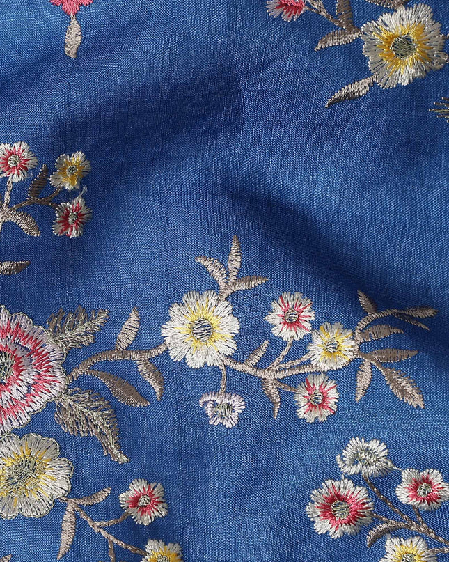 Royal Blue Tussar Silk Fabric 110cm