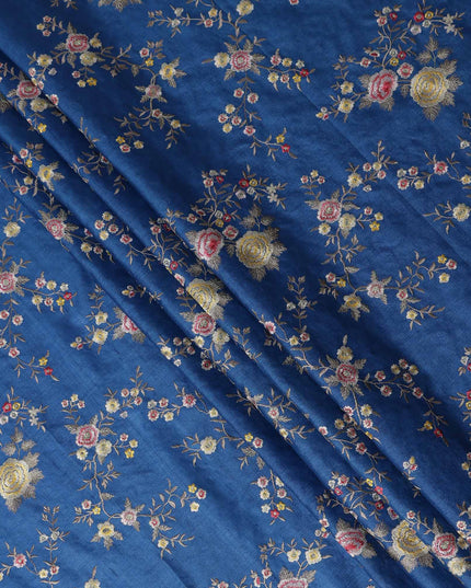 Royal Blue Tussar Silk Fabric 110cm