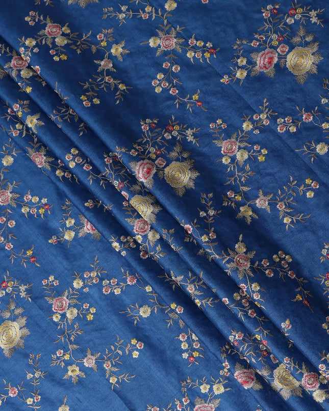 Royal Blue Tussar Silk Fabric 110cm