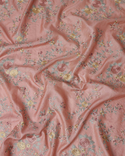 Coral Pink Tussar Silk Fabric 110cm