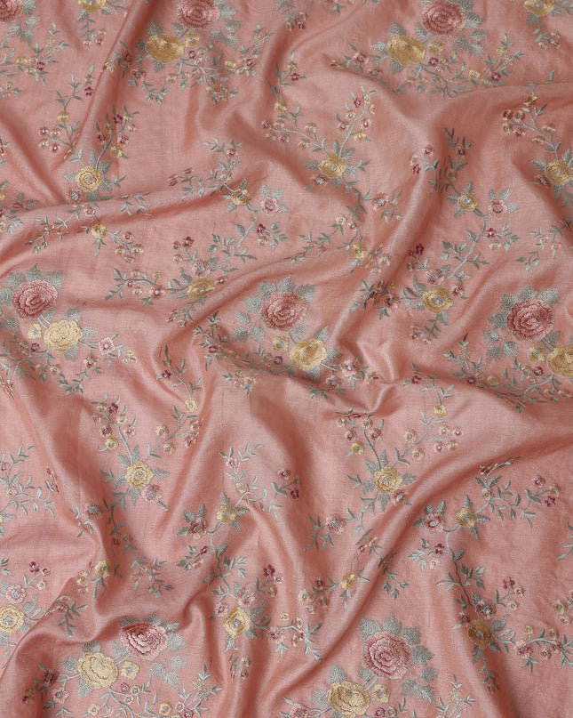 Coral Pink Tussar Silk Fabric 110cm