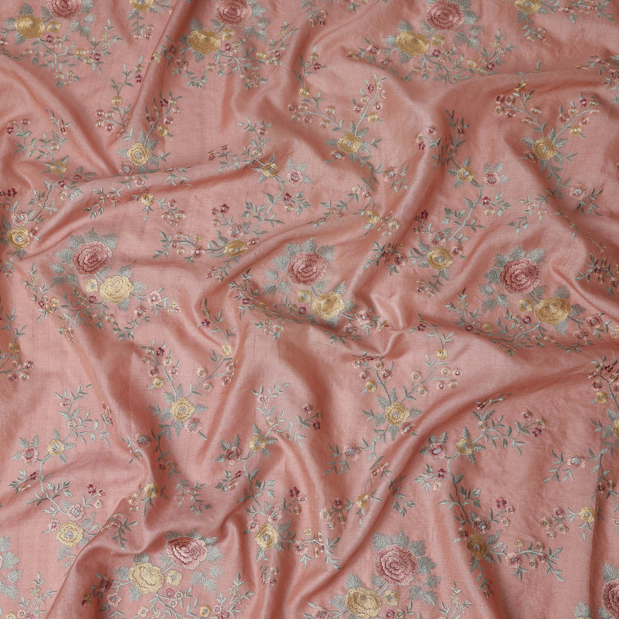 Coral Pink Tussar Silk Fabric 110cm