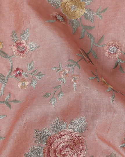 Coral Pink Tussar Silk Fabric 110cm