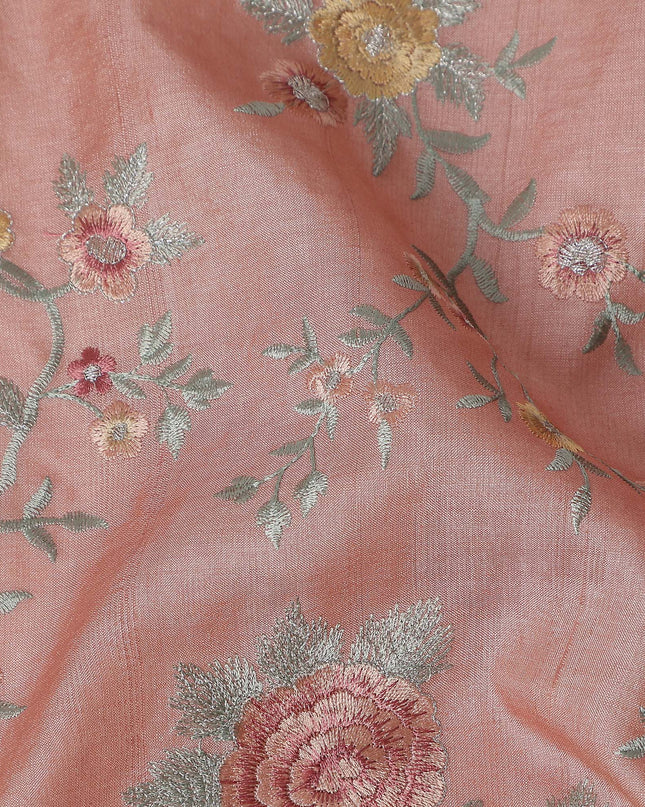Coral Pink Tussar Silk Fabric 110cm