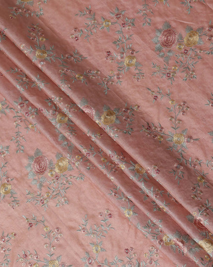 Coral Pink Tussar Silk Fabric 110cm