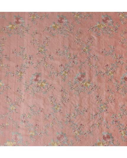 Coral Pink Tussar Silk Fabric 110cm