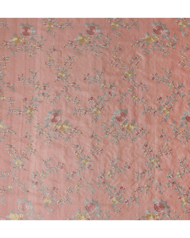Coral Pink Tussar Silk Fabric 110cm
