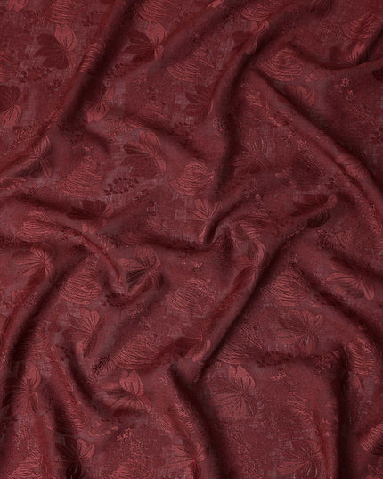 Wine Maroon Tussar Silk Fabric 110cm