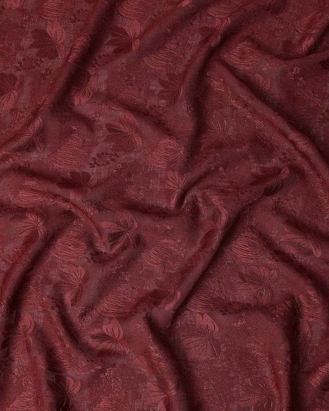 Wine Maroon Tussar Silk Fabric 110cm