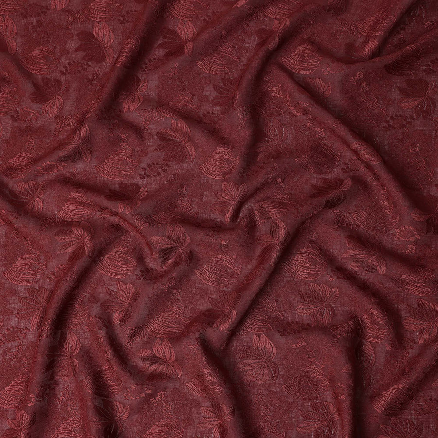 Wine Maroon Tussar Silk Fabric 110cm