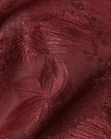 Wine Maroon Tussar Silk Fabric 110cm