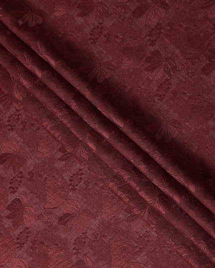 Wine Maroon Tussar Silk Fabric 110cm