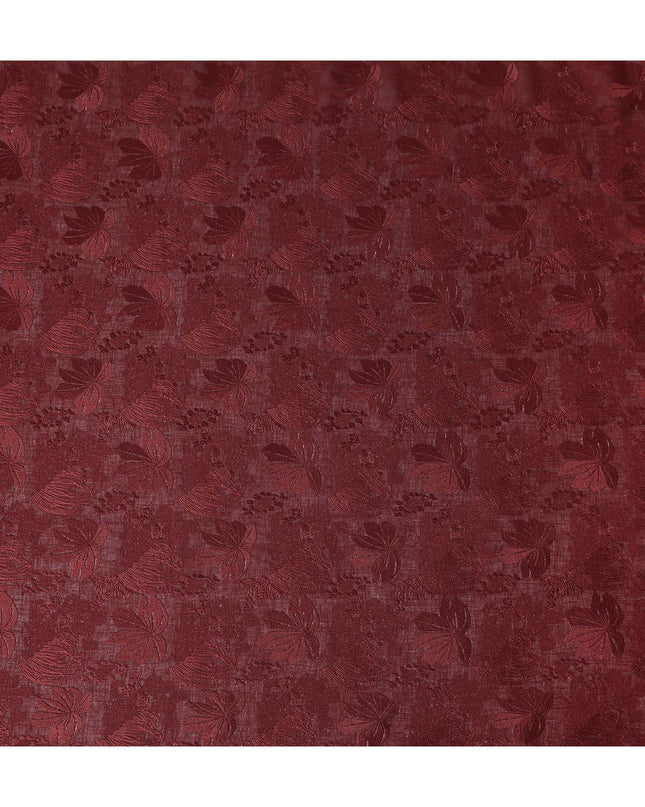 Wine Maroon Tussar Silk Fabric 110cm