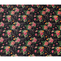 Jet Black Bouquet Floral Silk Satin Fabric 110cm