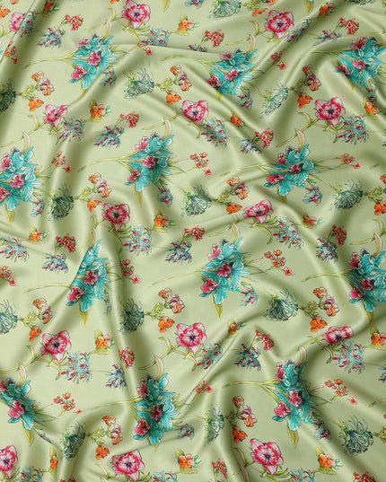 Pastel Pistachio Green Pure Silk Chiffon Fabric 110cm