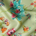Pastel Pistachio Green Pure Silk Chiffon Fabric 110cm