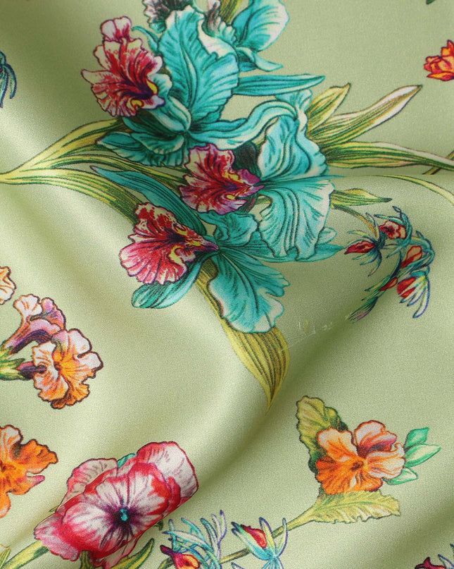 Pastel Pistachio Green Pure Silk Chiffon Fabric 110cm