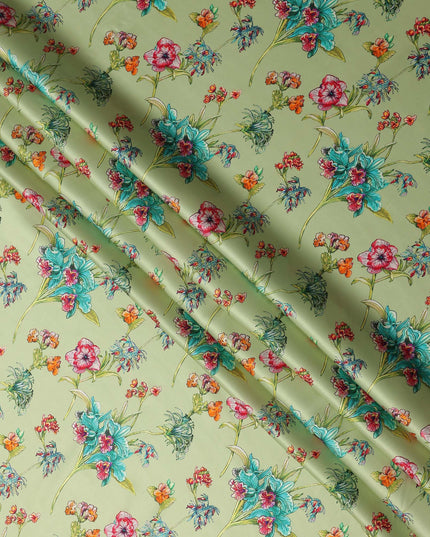 Pastel Pistachio Green Pure Silk Chiffon Fabric 110cm
