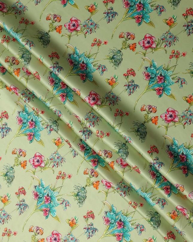 Pastel Pistachio Green Pure Silk Chiffon Fabric 110cm