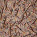 Warm Taupe Leaf Print Silk Satin Fabric 110cm