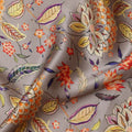 Warm Taupe Leaf Print Silk Satin Fabric 110cm