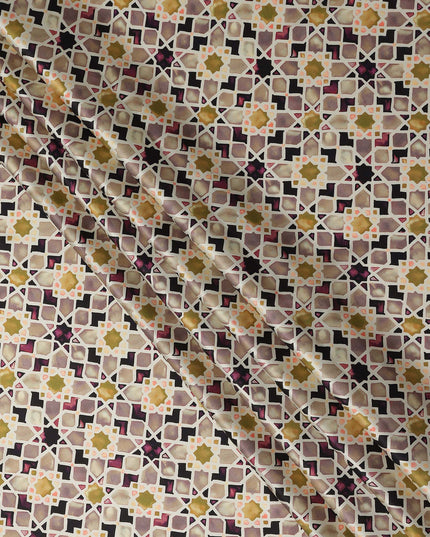 Mauve Plum Geometric Silk Satin Fabric 110cm