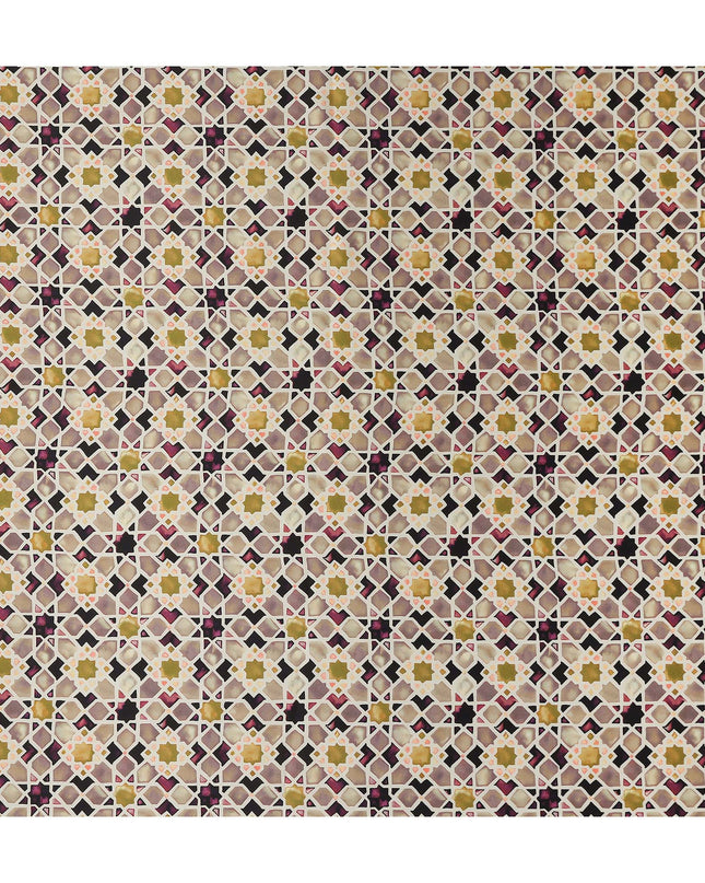 Mauve Plum Geometric Silk Satin Fabric 110cm