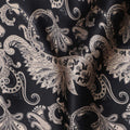 Black Mauve Paisley Silk Satin Fabric 110cm