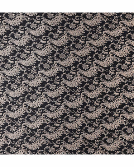 Black Mauve Paisley Silk Satin Fabric 110cm