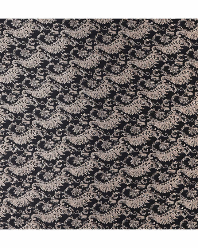 Black Mauve Paisley Silk Satin Fabric 110cm