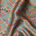 Sage Green Paisley Silk Satin Fabric 110cm