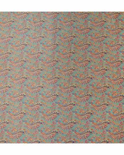 Sage Green Paisley Silk Satin Fabric 110cm