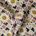 Ivory Cream Moroccan Star Geometric Pure Silk Chiffon Fabric