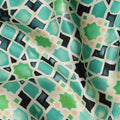 Jade Green Geometric Silk Satin Fabric 110cm