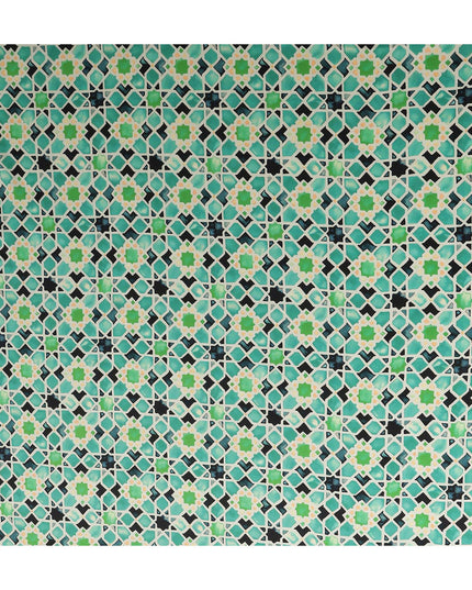 Jade Green Geometric Silk Satin Fabric 110cm
