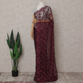 Wine Red French Chantilly Lace Saree