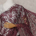 Wine Red French Chantilly Lace Saree
