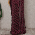 Wine Red French Chantilly Lace Saree