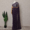 Deep Plum Purple French Lace Saree Piece