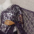 Deep Plum Purple French Lace Saree Piece